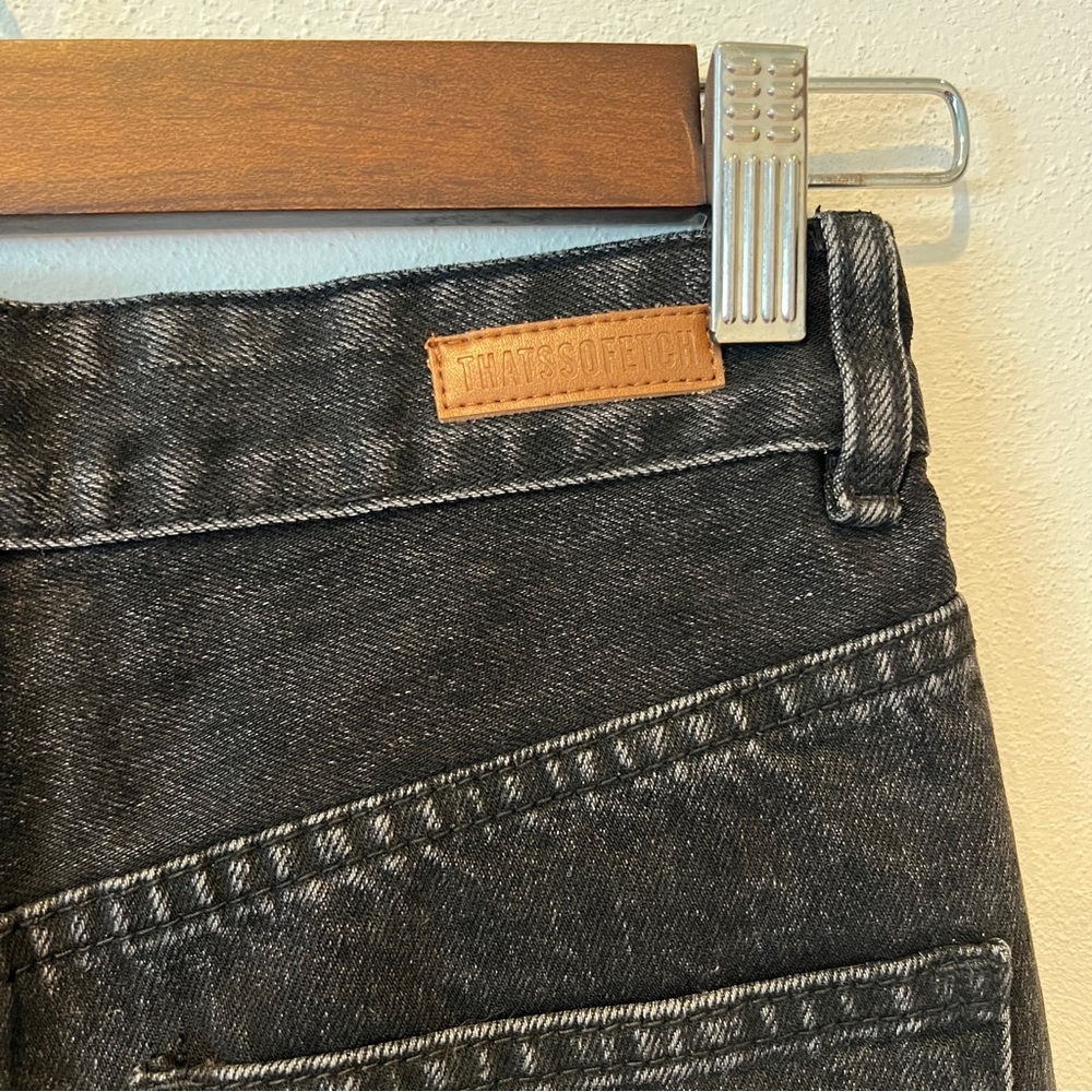 THATSSOFETCH Varski Semi-Wide Leg Black High Waisted Raw Hem Jeans - Picture 10 of 11